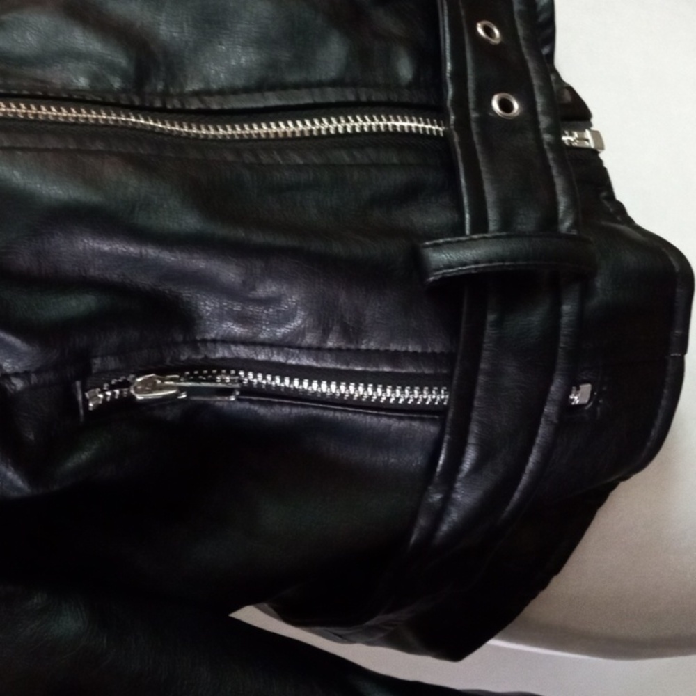 Fashion Nova Black Leather Moto Jacket & Shorts - Picture 7 of 15